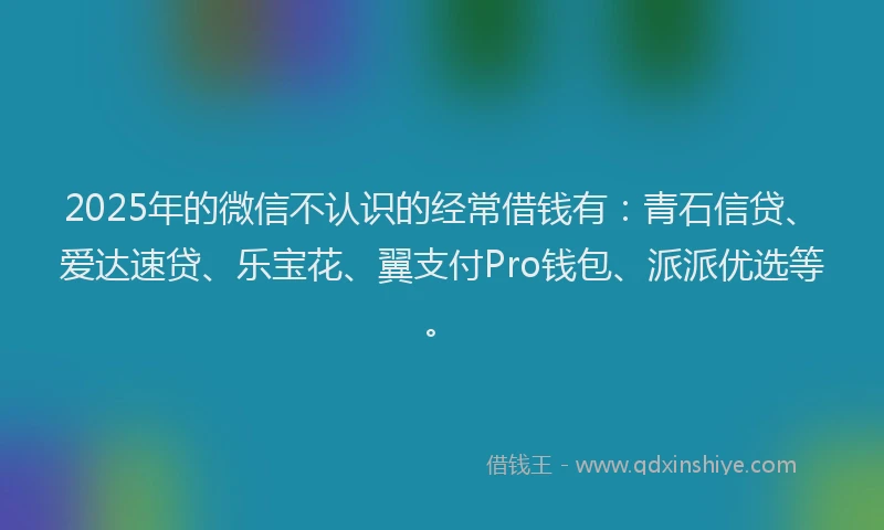 2025年的微信不认识的经常借钱有：青石信贷、爱达速贷、乐宝花、翼支付Pro钱包、派派优选等。