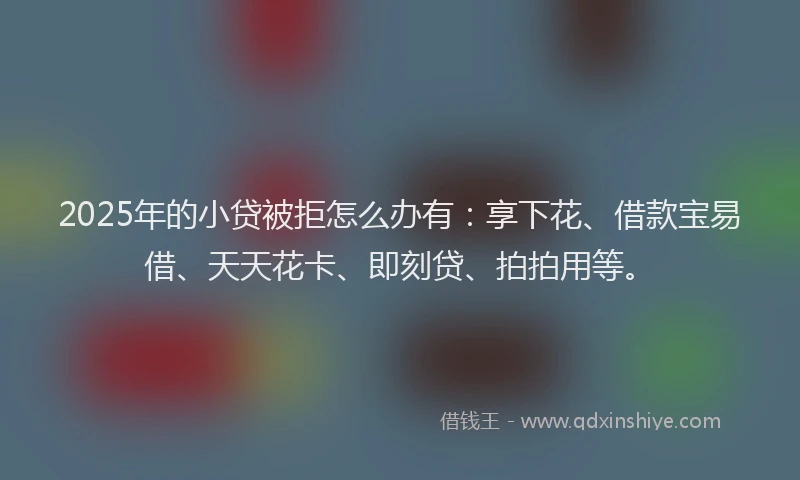 2025年的小贷被拒怎么办有：享下花、借款宝易借、天天花卡、即刻贷、拍拍用等。