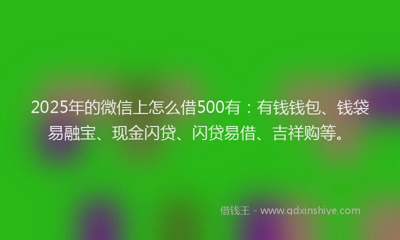2025年的微信上怎么借500有：有钱钱包、钱袋易融宝、现金闪贷、闪贷易借、吉祥购等。