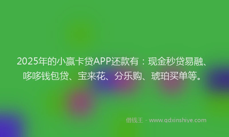 2025年的小赢卡贷APP还款有：现金秒贷易融、哆哆钱包贷、宝来花、分乐购、琥珀买单等。
