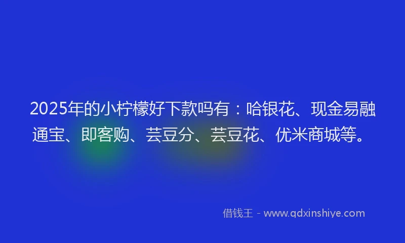 2025年的小柠檬好下款吗有：哈银花、现金易融通宝、即客购、芸豆分、芸豆花、优米商城等。