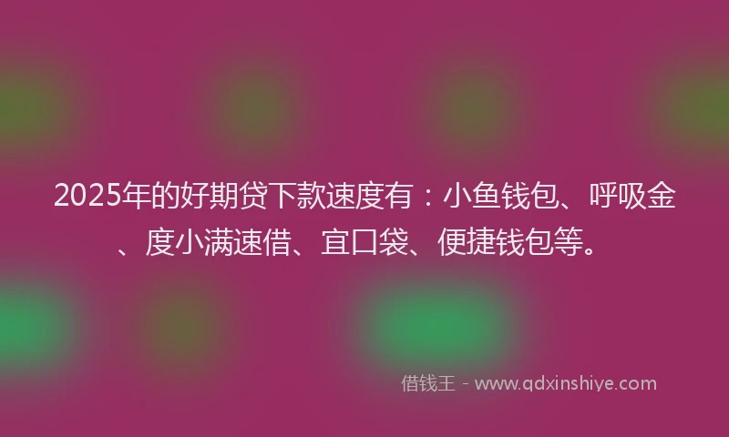2025年的好期贷下款速度有：小鱼钱包、呼吸金、度小满速借、宜口袋、便捷钱包等。