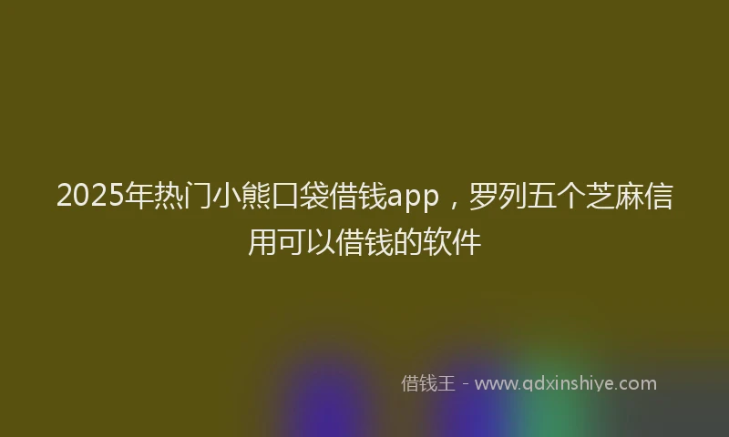 2025年热门小熊口袋借钱app，罗列五个芝麻信用可以借钱的软件