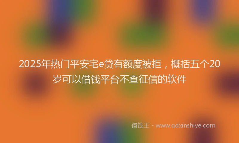 2025年热门平安宅e贷有额度被拒，概括五个20岁可以借钱平台不查征信的软件