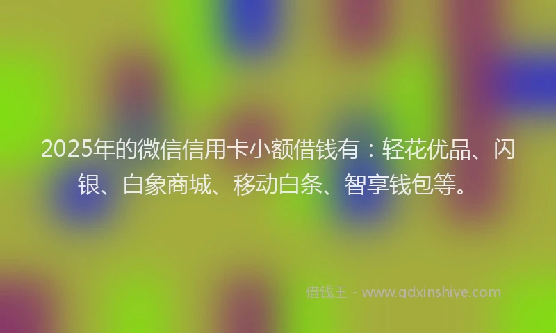 2025年的微信信用卡小额借钱有：轻花优品、闪银、白象商城、移动白条、智享钱包等。