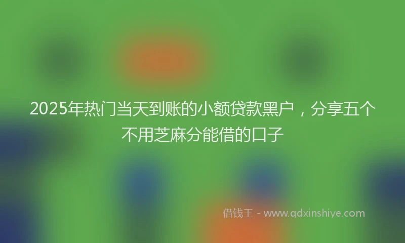 2025年热门当天到账的小额贷款黑户，分享五个不用芝麻分能借的口子
