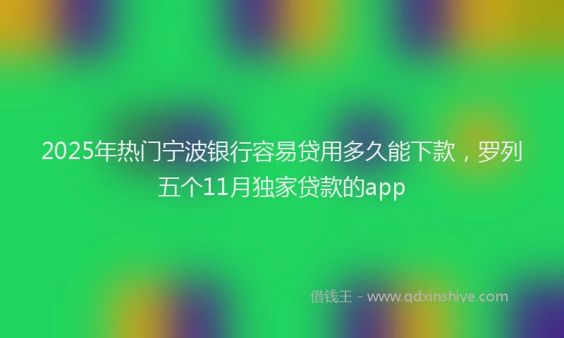 2025年热门宁波银行容易贷用多久能下款，罗列五个11月独家贷款的app