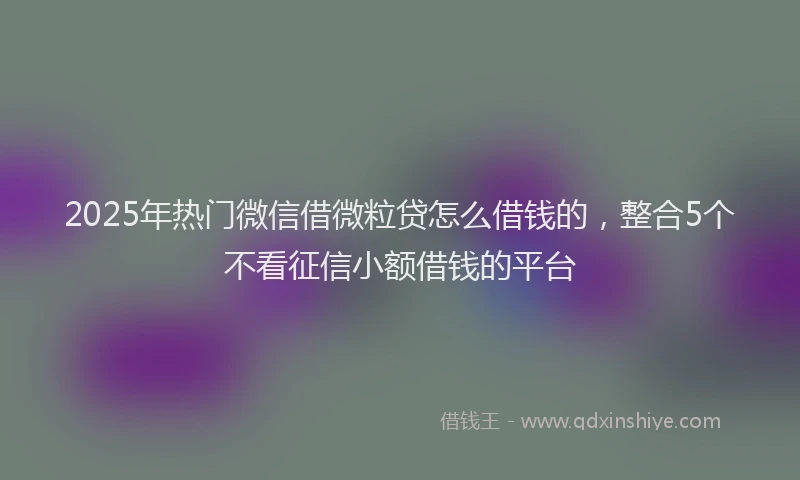 2025年热门微信借微粒贷怎么借钱的，整合5个不看征信小额借钱的平台