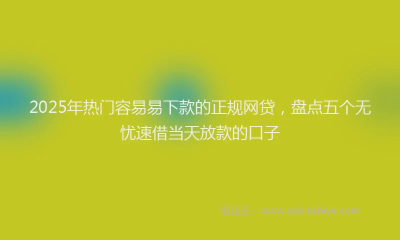 2025年热门容易易下款的正规网贷，盘点五个无忧速借当天放款的口子