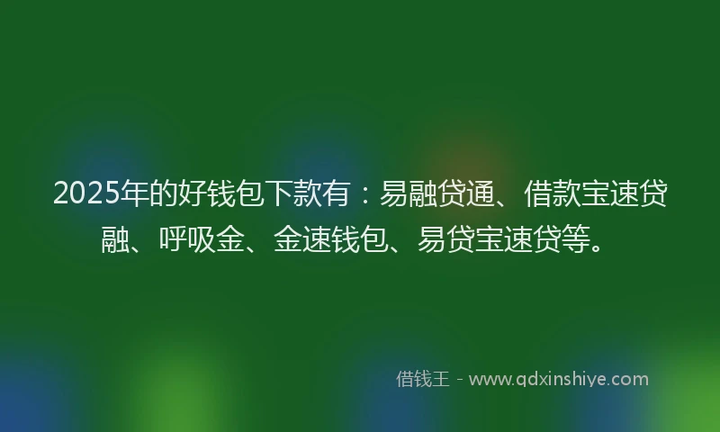 2025年的好钱包下款有：易融贷通、借款宝速贷融、呼吸金、金速钱包、易贷宝速贷等。