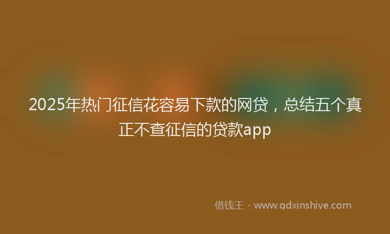 2025年热门征信花容易下款的网贷，总结五个真正不查征信的贷款app