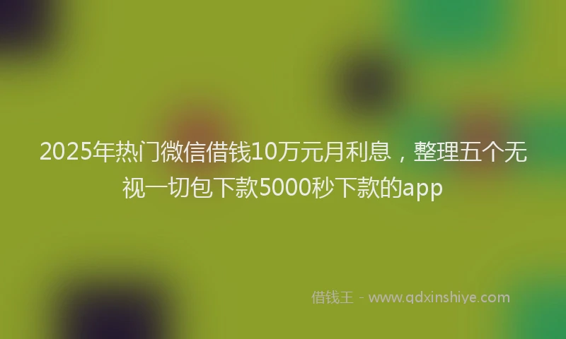 2025年热门微信借钱10万元月利息，整理五个无视一切包下款5000秒下款的app