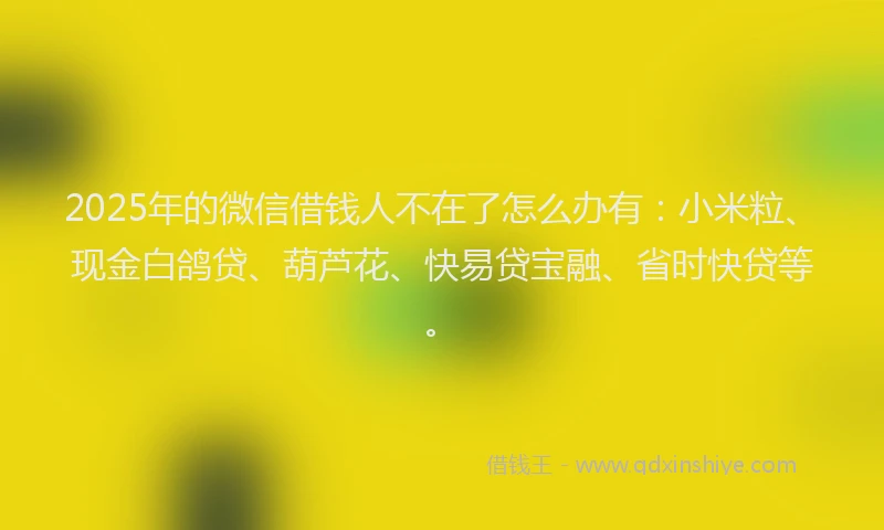 2025年的微信借钱人不在了怎么办有：小米粒、现金白鸽贷、葫芦花、快易贷宝融、省时快贷等。