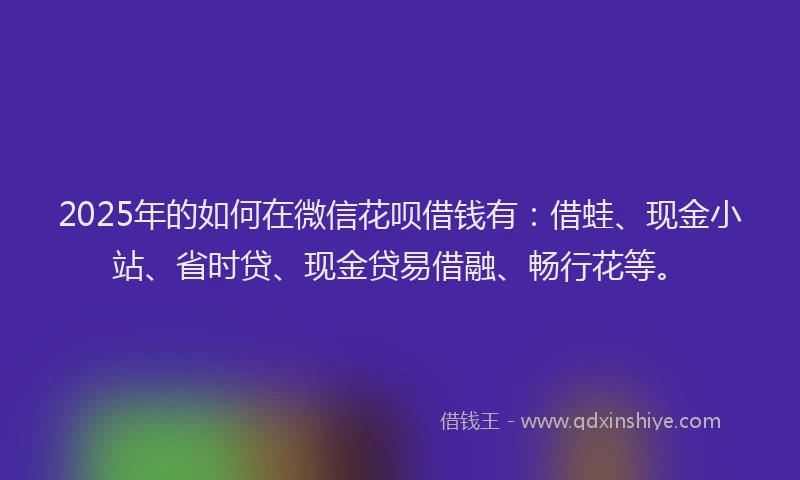 2025年的如何在微信花呗借钱有：借蛙、现金小站、省时贷、现金贷易借融、畅行花等。