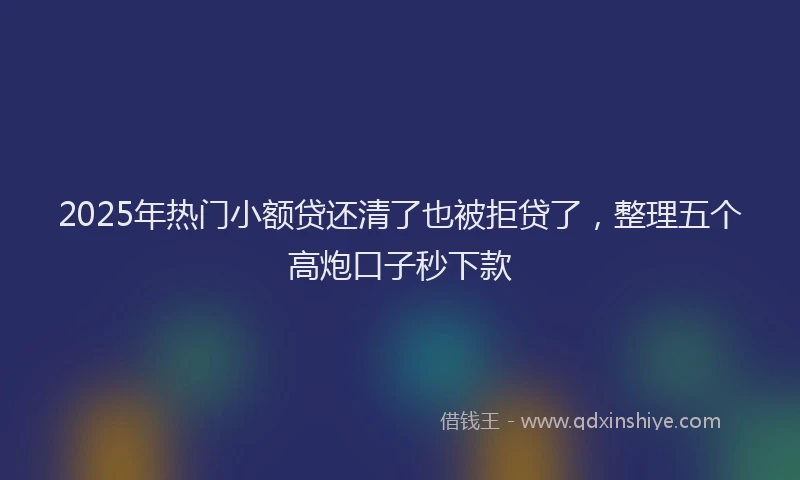 2025年热门小额贷还清了也被拒贷了，整理五个高炮口子秒下款
