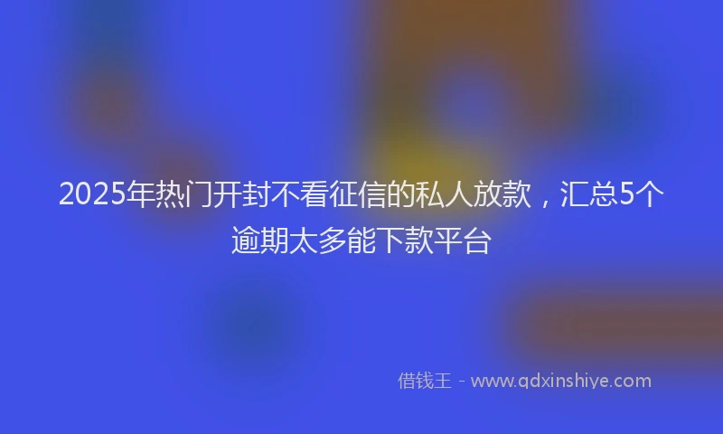 2025年热门开封不看征信的私人放款，汇总5个逾期太多能下款平台