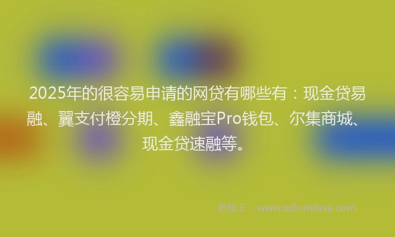 2025年的很容易申请的网贷有哪些有：现金贷易融、翼支付橙分期、鑫融宝Pro钱包、尔集商城、现金贷速融等。