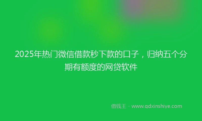 2025年热门微信借款秒下款的口子，归纳五个分期有额度的网贷软件