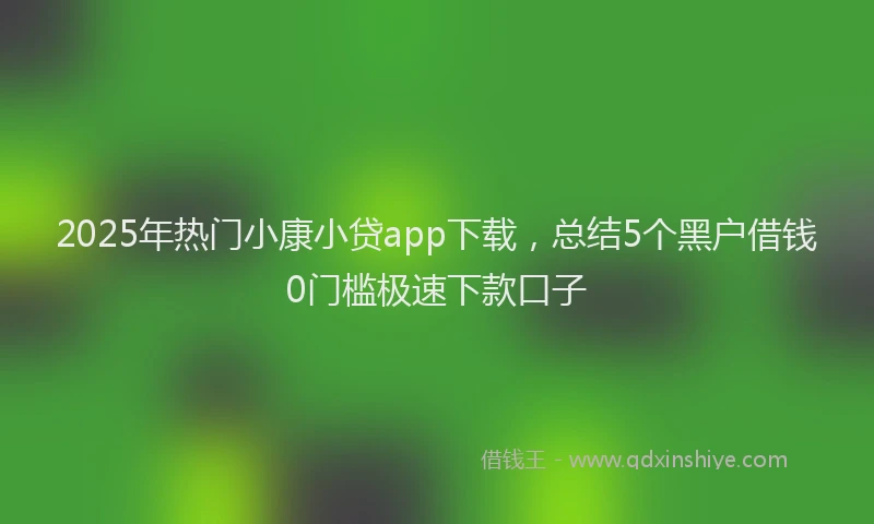 2025年热门小康小贷app下载，总结5个黑户借钱0门槛极速下款口子