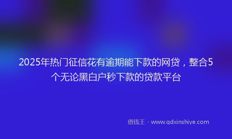 2025年热门征信花有逾期能下款的网贷，整合5个无论黑白户秒下款的贷款平台