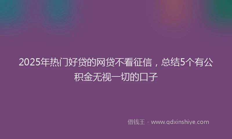 2025年热门好贷的网贷不看征信，总结5个有公积金无视一切的口子