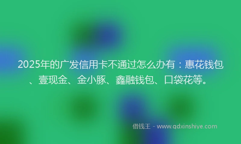 2025年的广发信用卡不通过怎么办有：惠花钱包、壹现金、金小豚、鑫融钱包、口袋花等。
