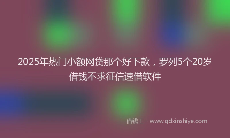 2025年热门小额网贷那个好下款，罗列5个20岁借钱不求征信速借软件