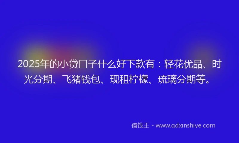 2025年的小贷口子什么好下款有：轻花优品、时光分期、飞猪钱包、现租柠檬、琉璃分期等。