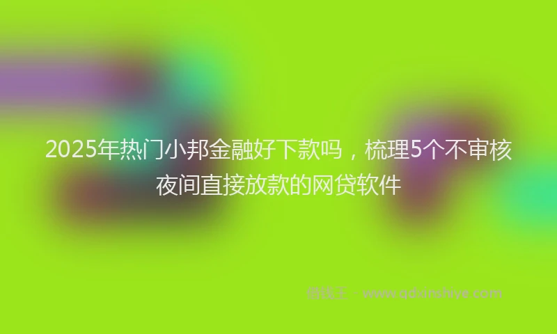 2025年热门小邦金融好下款吗，梳理5个不审核夜间直接放款的网贷软件