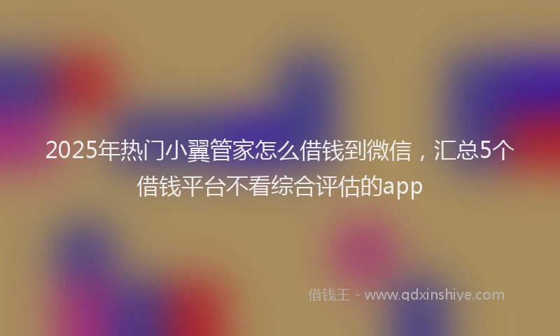 2025年热门小翼管家怎么借钱到微信，汇总5个借钱平台不看综合评估的app