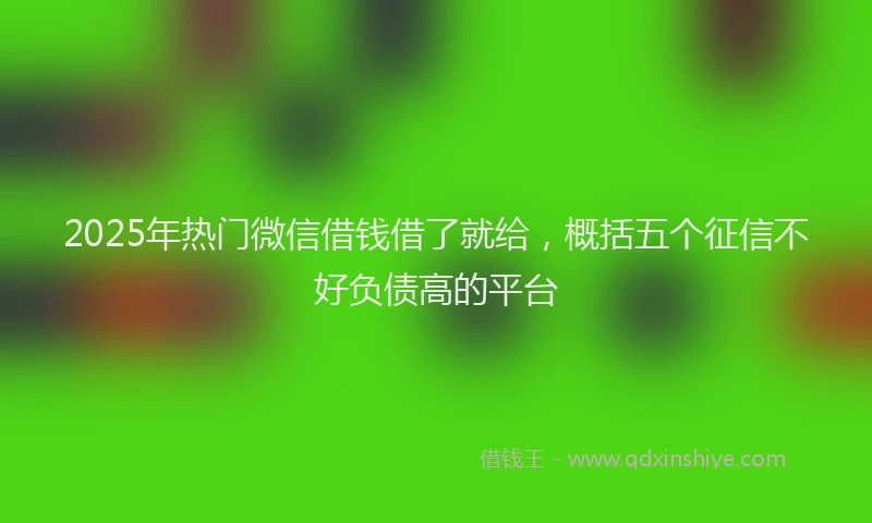 2025年热门微信借钱借了就给，概括五个征信不好负债高的平台