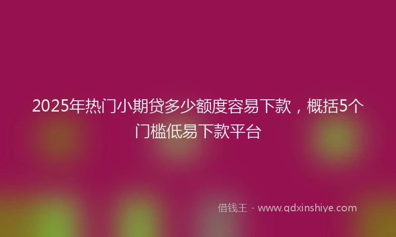 2025年热门小期贷多少额度容易下款，概括5个门槛低易下款平台