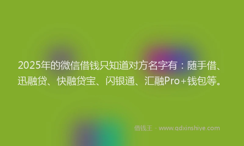 2025年的微信借钱只知道对方名字有：随手借、迅融贷、快融贷宝、闪银通、汇融Pro+钱包等。