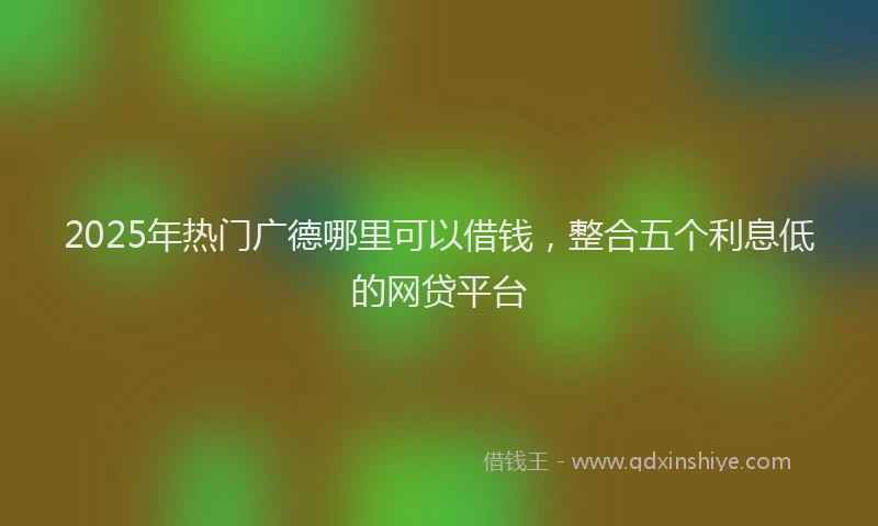 2025年热门广德哪里可以借钱，整合五个利息低的网贷平台