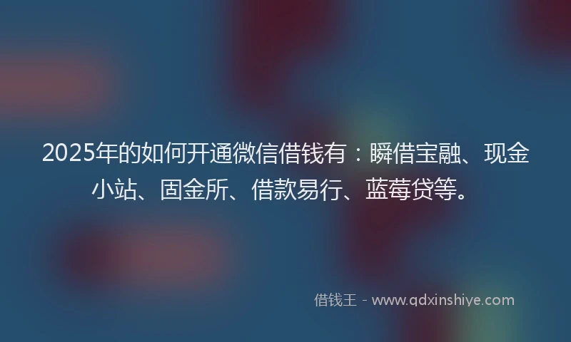 2025年的如何开通微信借钱有：瞬借宝融、现金小站、固金所、借款易行、蓝莓贷等。