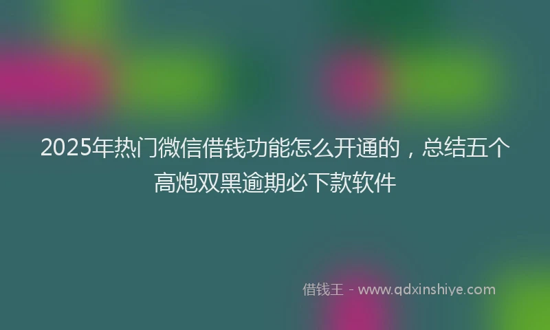2025年热门微信借钱功能怎么开通的，总结五个高炮双黑逾期必下款软件