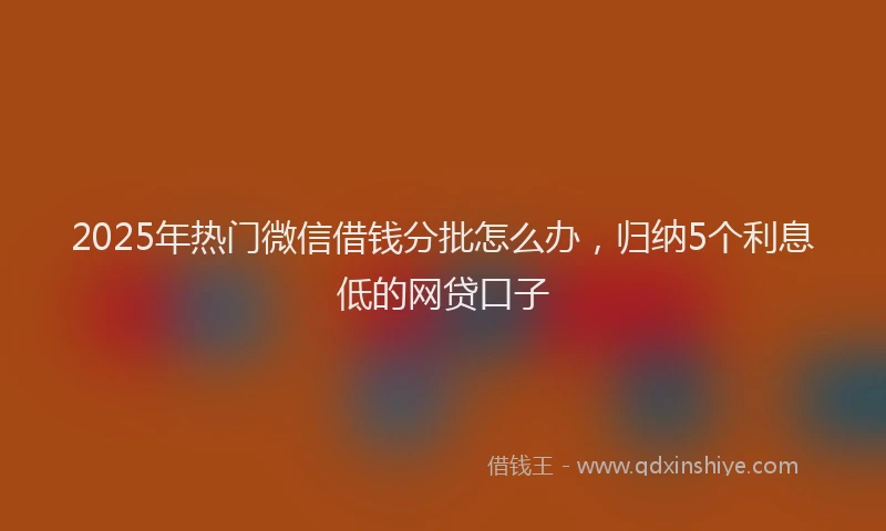 2025年热门微信借钱分批怎么办，归纳5个利息低的网贷口子