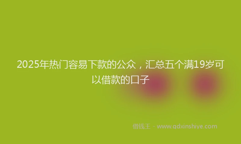 2025年热门容易下款的公众，汇总五个满19岁可以借款的口子