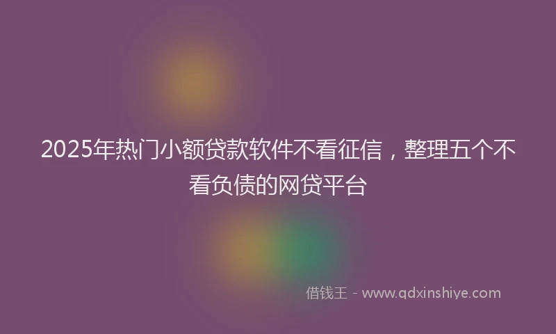 2025年热门小额贷款软件不看征信，整理五个不看负债的网贷平台