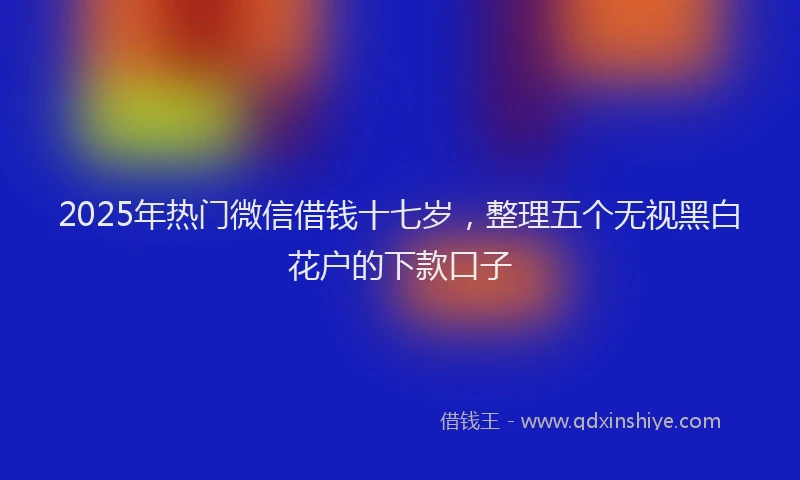 2025年热门微信借钱十七岁，整理五个无视黑白花户的下款口子