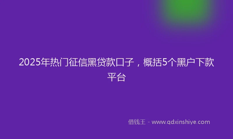 2025年热门征信黑贷款口子，概括5个黑户下款平台