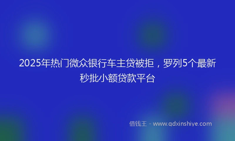 2025年热门微众银行车主贷被拒，罗列5个最新秒批小额贷款平台