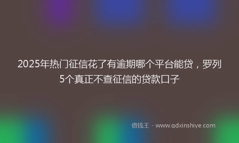2025年热门征信花了有逾期哪个平台能贷，罗列5个真正不查征信的贷款口子