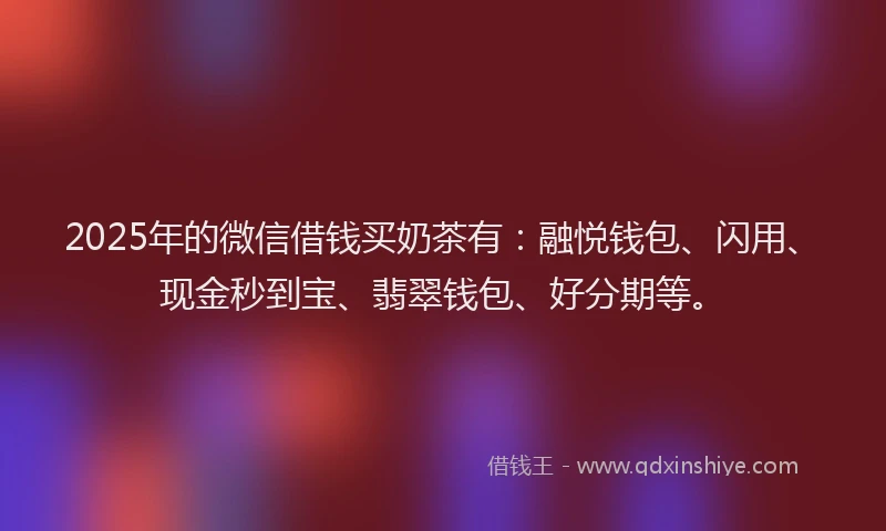 2025年的微信借钱买奶茶有：融悦钱包、闪用、现金秒到宝、翡翠钱包、好分期等。