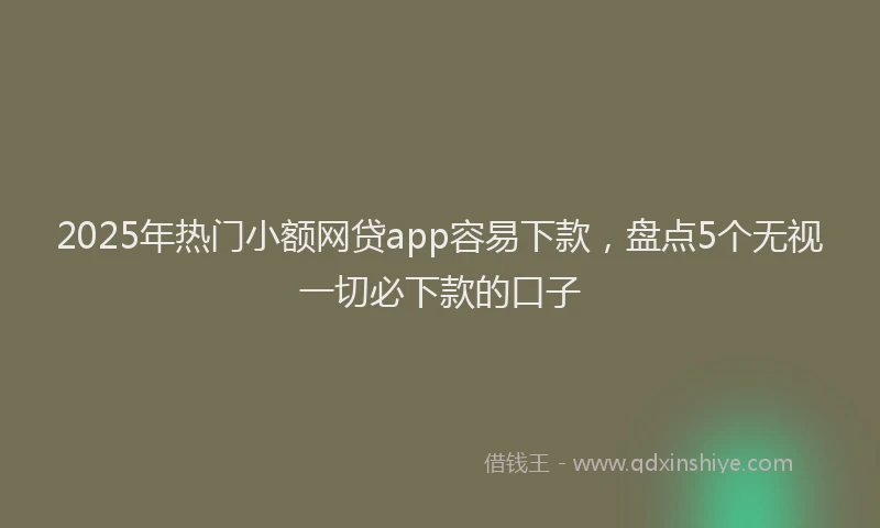 2025年热门小额网贷app容易下款，盘点5个无视一切必下款的口子