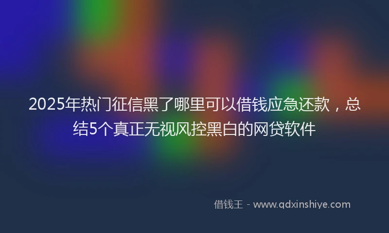 2025年热门征信黑了哪里可以借钱应急还款，总结5个真正无视风控黑白的网贷软件
