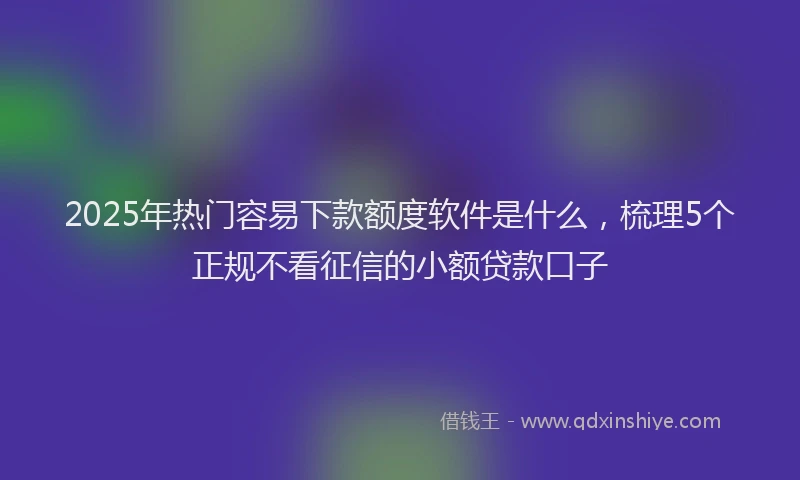 2025年热门容易下款额度软件是什么，梳理5个正规不看征信的小额贷款口子