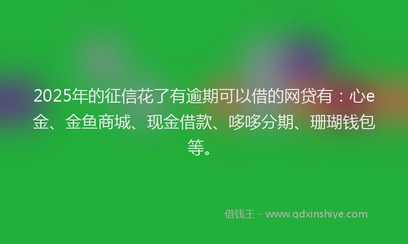 2025年的征信花了有逾期可以借的网贷有：心e金、金鱼商城、现金借款、哆哆分期、珊瑚钱包等。