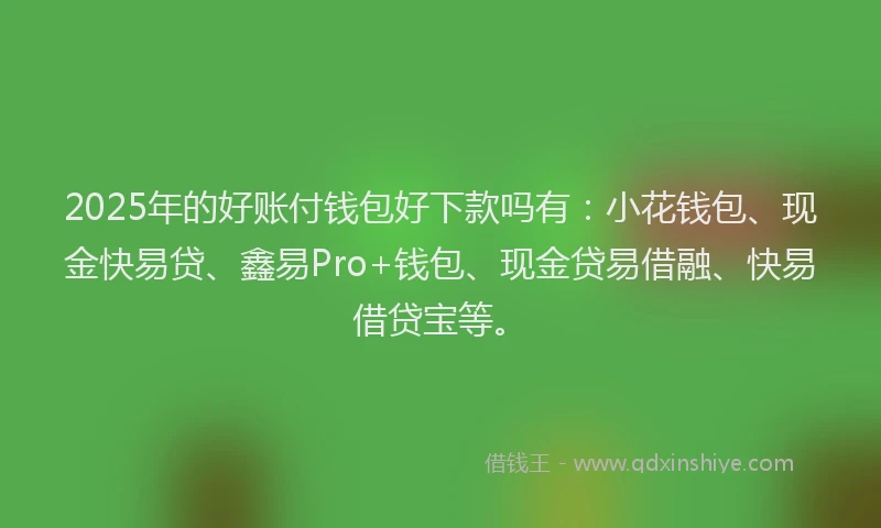 2025年的好账付钱包好下款吗有：小花钱包、现金快易贷、鑫易Pro+钱包、现金贷易借融、快易借贷宝等。
