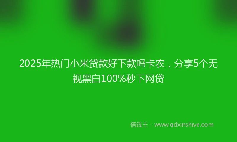 2025年热门小米贷款好下款吗卡农，分享5个无视黑白100%秒下网贷
